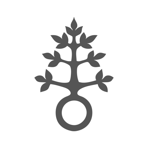 A Dominikus-Ringeisen-Werk symbol on a black background.