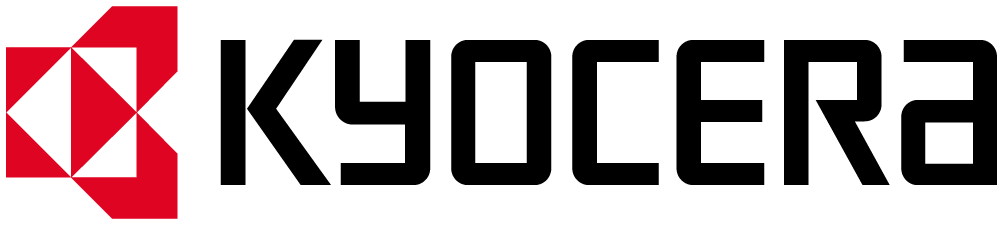 A red and black logo with a black background.