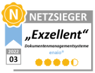 Ein Abzeichen mit der Aufschrift „Exzellentes Dokumentenmanagementsystem“.