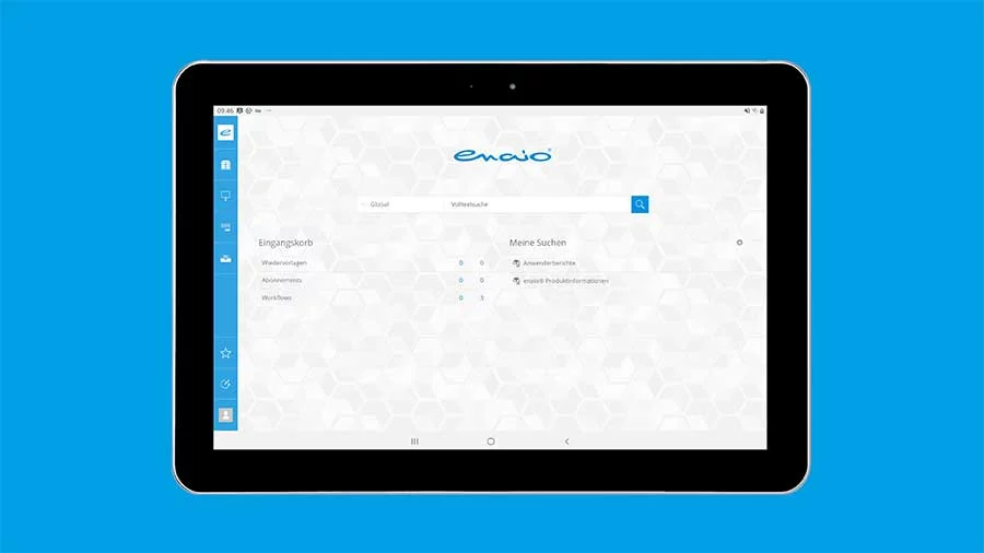 Das Dashboard der enaio® Mobil-App auf einem Tablet
