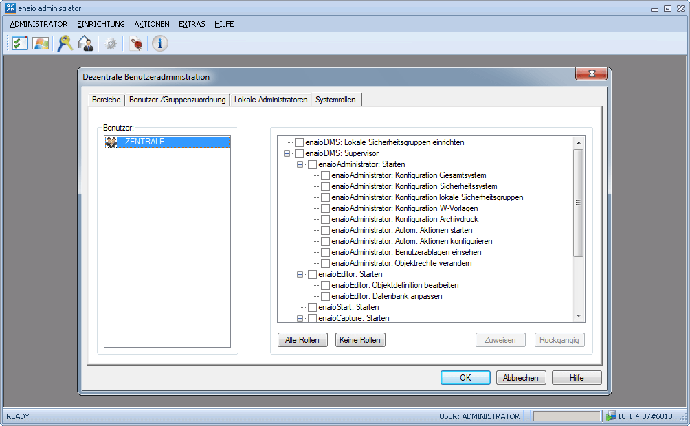A screen shot of a computer screen showing the settings for an enaio® server application.