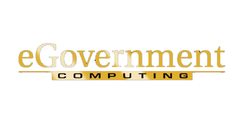 E-Government-Computing-Logo auf schwarzem Hintergrund.