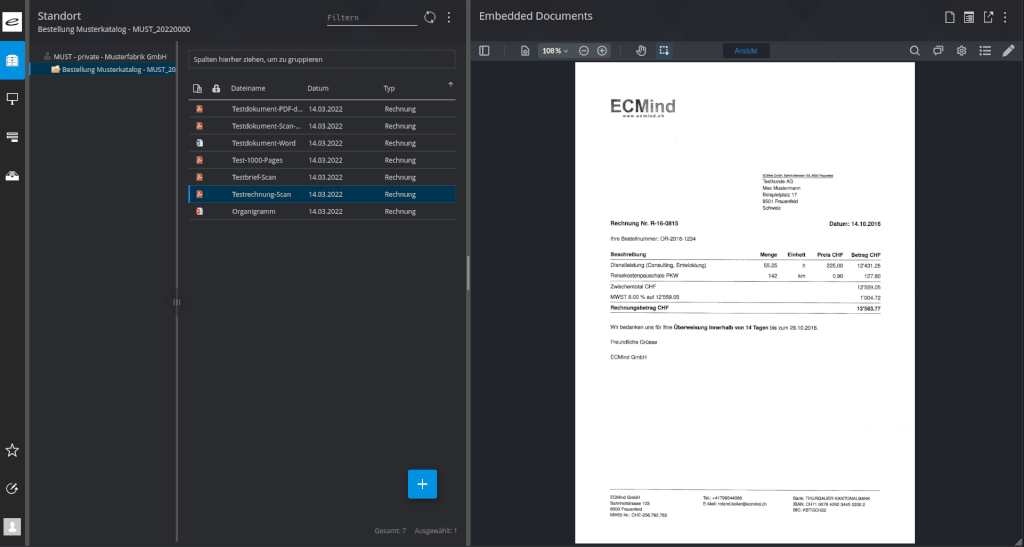 Ein Screenshot eines Dokuments mit eingebetteten Dokumenten in Microsoft Office.