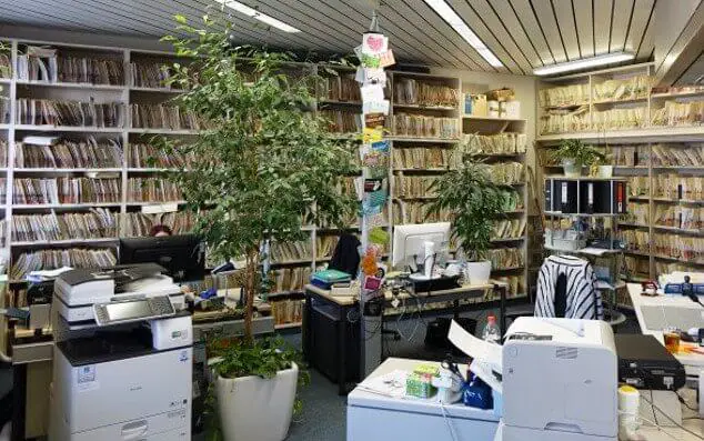Bright office space with desks, printers, plants, and office equipment arranged neatly in ludwigsburg