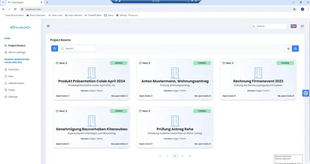 Screenshot: enaio® coLab-Projektraum