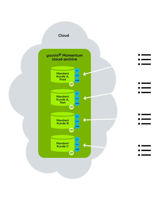 Infographic: Multitenancy capability of the yuuvis® cloud-archive-for-SAP®-software