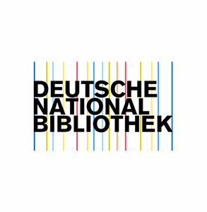 Das Logo der Deutschen Nationalbibliothek zeigt ihren Namen in fetten schwarzen Großbuchstaben über vertikalen blauen, roten und gelben Linien auf Weiß.